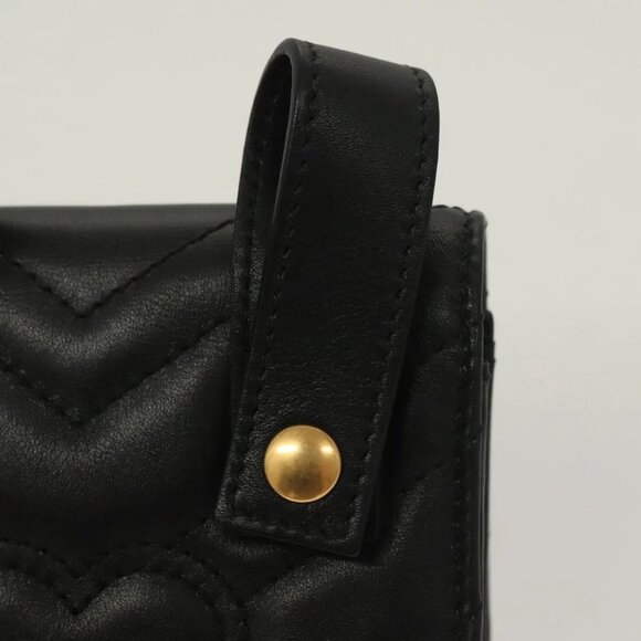 GUCCI Waist Pouch Leather Black Gold 488417 0416 Auth sw1265 - Picture 13 of 16